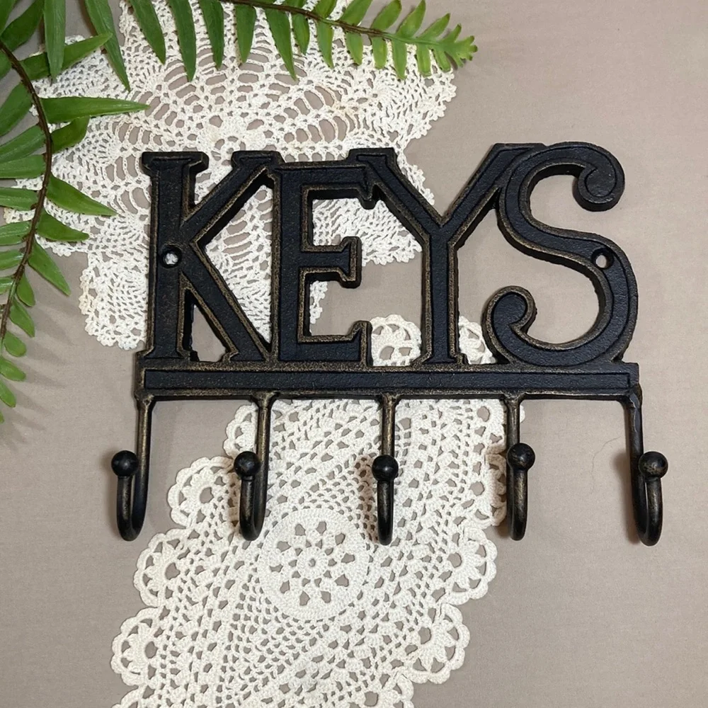 Black Cast Iron Key Holder Wall Decor